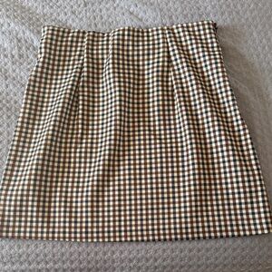 DR2 Brown and Cream Checkered A-Line Skirt